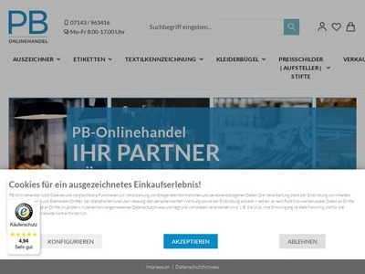 Website von PB-Onlinehandel GmbH