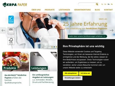 Website von KRPA PAPER, a.s.