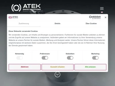 Website von ATEK Drive Solutions GmbH