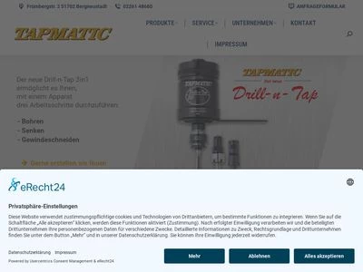 Website von TAPMATIC Werkzeuge GmbH