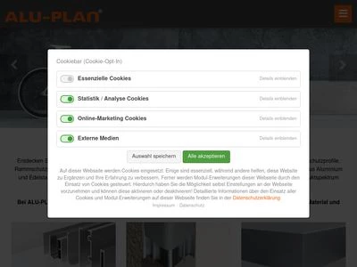 Website von ALU-PLAN GmbH