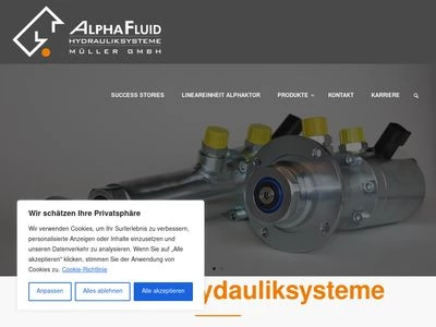 Website von Alphafluid Hydrauliksysteme Müller GmbH