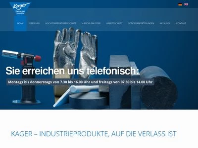 Website von KAGER Industrieprodukte GmbH