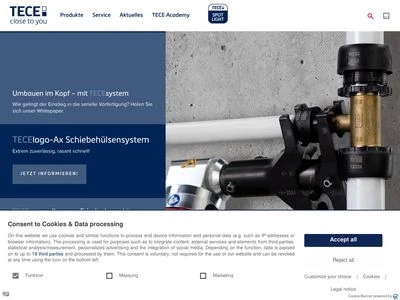 Website von TECE GmbH