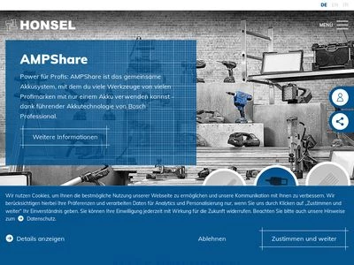 Website von HONSEL Distribution GmbH & Co. KG