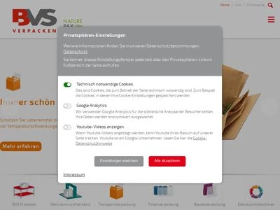 Website von BVS Verpackungs-Systeme GmbH