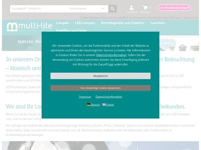 Website von Multi-Lite Lichttechnik Handels GmbH