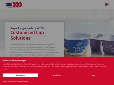 Website von GIZEH Verpackungen GmbH & Co. KG