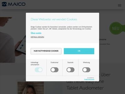 Website von MAICO Diagnostics GmbH