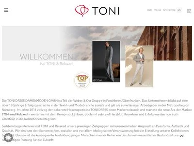 Website von TONI DRESS DAMENMODEN GMBH