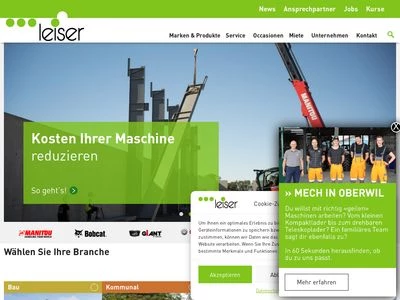 Website von A. Leiser Maschinen und Fahrzeuge AG