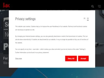 Website von Heckler & Koch GmbH 