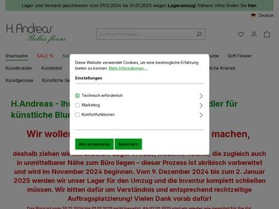 Website von H. Andreas GmbH - Belles Fleurs