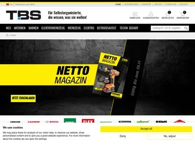 Website von TBS Technischer Bedarf GmbH