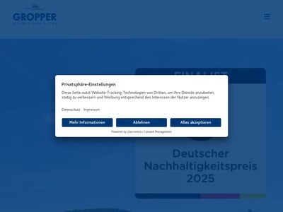 Website von Molkerei Gropper GmbH & Co. KG