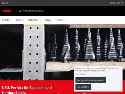 Website von RUKO GmbH Präzisionswerkzeuge