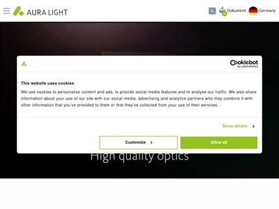 Website von Aura Light GmbH