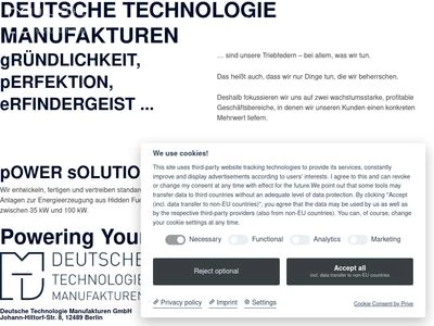 Website von Deutsche Technologie Manufakturen GmbH