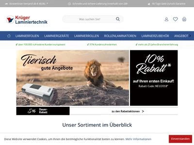 Website von Krüger Laminiertechnik GmbH