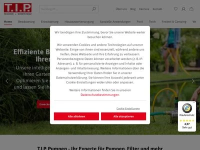 Website von T.I.P. Technische Industrie Produkte GmbH