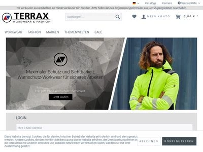 Website von Terrax Außenhandels-GmbH