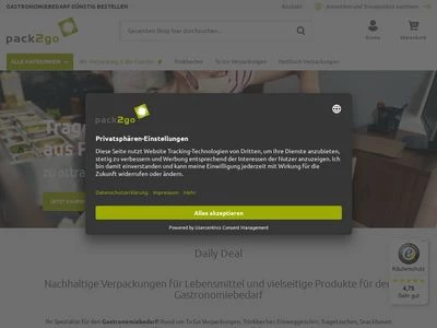 Website von pack2go - PCG Packungssysteme für Catering und Gastronomie GmbH