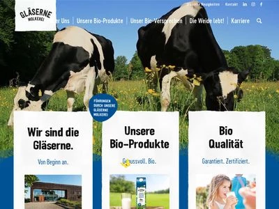 Website von Gläserne Molkerei GmbH