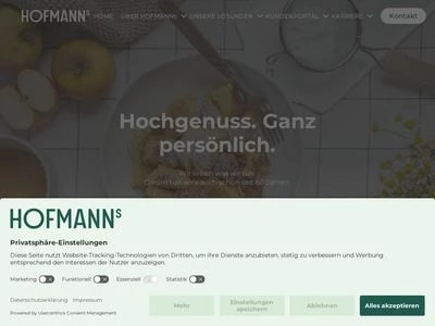 Website von Hofmann Menü-Manufaktur GmbH