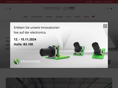 Website von PROVERTHA Connectors, Cables & Solutions GmbH