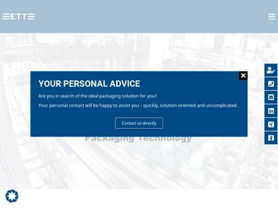 Website von ETT Verpackungstechnik GmbH