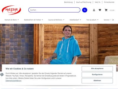 Website von Nazar Wellness Handelsgesellschaft mbH & Co. KG