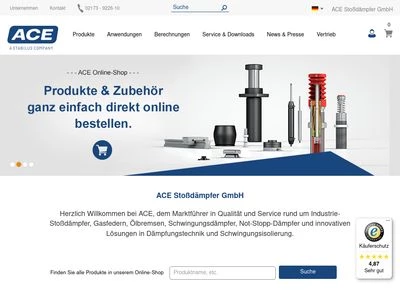 Website von ACE Stoßdämpfer GmbH