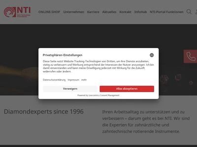 Website von NTI-Kahla GmbH