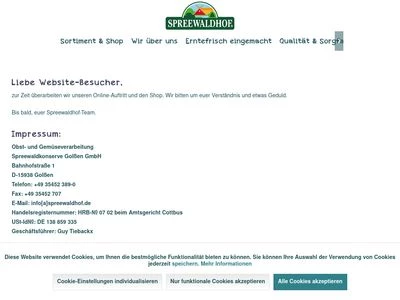 Website von Spreewaldkonserve Golßen GmbH