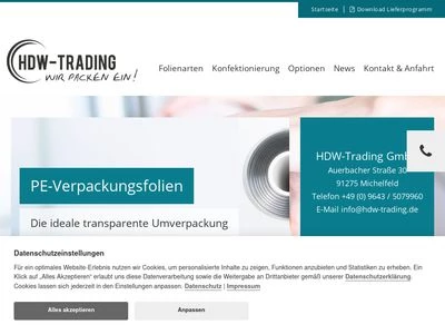 Website von HDW-Trading GmbH