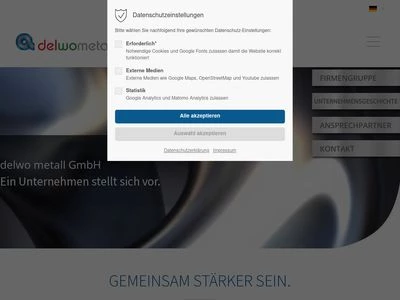 Website von DELWO Metall GmbH