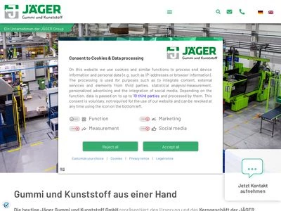 Website von Jäger Gummi und Kunststoff GmbH