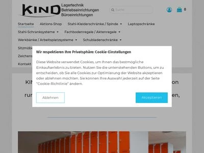 Website von KIND Lagertechnik Betriebs- und Büroeinrichtungen