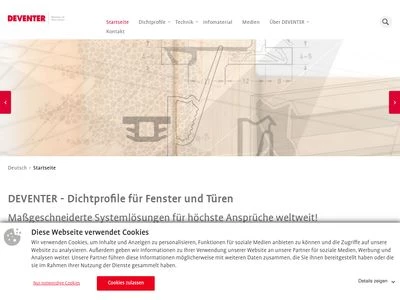 Website von Deventer Profile GmbH