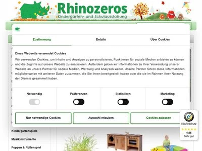 Website von Rhinozeros GmbH Kindergarten- und Schulausstattung