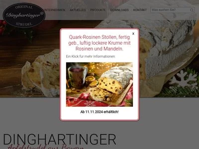 Website von Dinghartinger Apfelstrudel GmbH