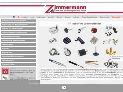 Website von Zimmermann Norm- und Verbindungstechnik GmbH