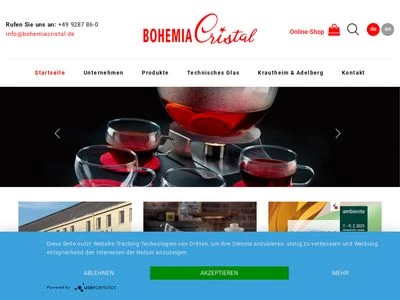 Website von Bohemia Cristal Handelsgesellschaft mbH