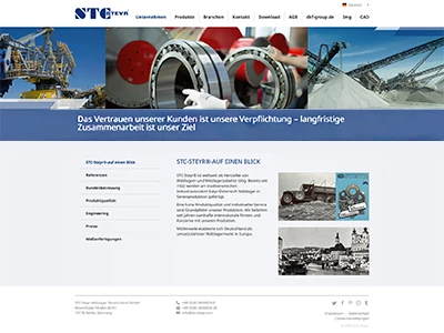 Website von STC-Steyr Wälzlager Deutschland GmbH