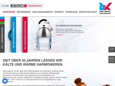 Website von DK-Kälteanlagen GmbH