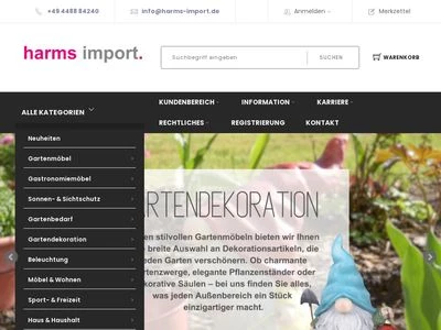 Website von Harms Import & Vertriebs GmbH & Co. KG