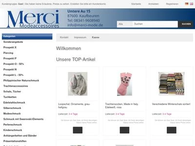 Website von Merci Modeaccesoires GmbH