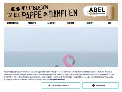 Website von ABEL Wellpappe in Form