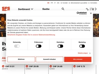 Website von SFS unimarket AG