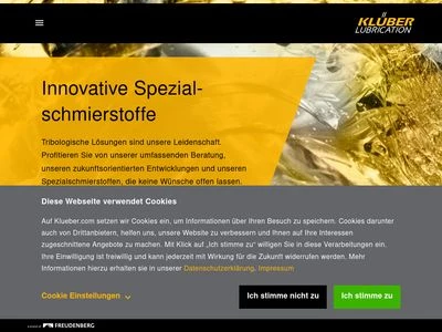 Website von Klüber Lubrication Deutschland SE & Co. KG